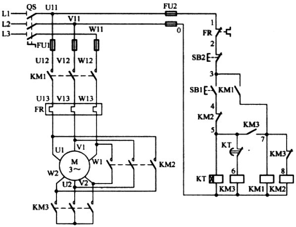 星形-三角形降壓啟動電路 星形-三角形降壓啟動電路