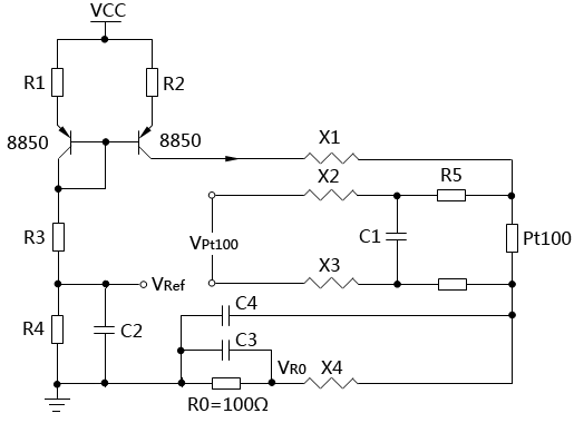 改進(jìn)的四線制Pt100恒流源驅(qū)動(dòng)溫度測量電路原理圖 改進(jìn)的四線制Pt100恒流源驅(qū)動(dòng)溫度測量電路原理圖