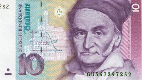 德幣10馬克印有高斯頭像,以及他的“代表作”高斯分布曲線 德幣10馬克印有高斯頭像,以及他的“代表作”高斯分布曲線